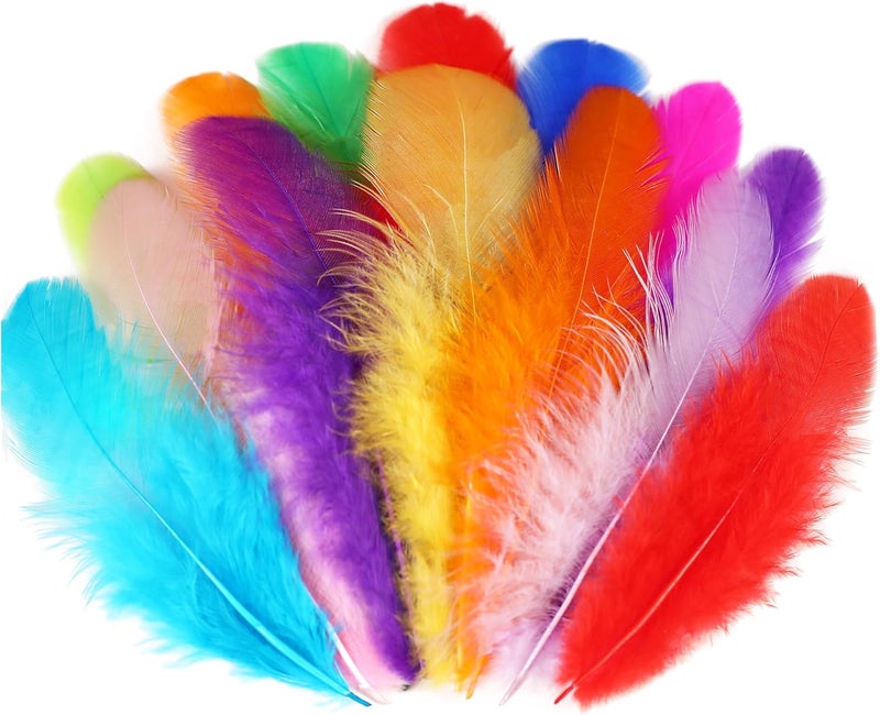 Soarer Colorful Craft Rooster Feathers - 300pcs 3-5inch Colored Feathers Bulk for Kindergarten DIY Crafts,Wedding Home Party Decorations,Dream Catcher Supplies(Rooster Colorful) - Image 1
